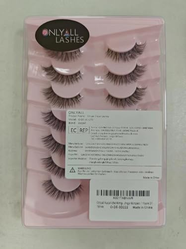 Onlyall Natural Lashes Wispy Lashes Natural Look False Eyelashes Natural Flared Eyelashes False Eye Lashes Soft Fluffy Lashes 7 Pairs D1 Natural (6-13MM)