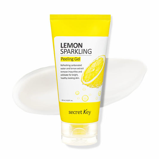 SECRETKEY Lemon Sparkling Peeling Gel, Deep Cleansing, Exfoliation, Skin Moisturization, Low Irritation for Sensitive Skin fl. 4.05 oz / 120 ml, Vitamin C and Refreshing Carbonated Water Synergy