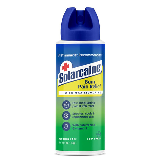 Solarcaine Aloe Sunburn Relief Spray with 4% Lidocaine - After Sun Care Relief for Burns, Scrapes & Itch - Aloe Spray to Soothe, Cool & Replenish Skin - 4oz