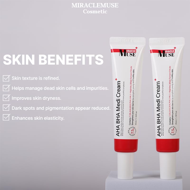 Miraclemuse AHABHA Medi Cream 35ml ahamedi 7.5% Cream, Anti-aging Eye & Neck Cream with Treatment to Firm Skin, Reduce Wrinkles, Fine Lines, Signs of Aging, Gentle Daily Korean Skin Care