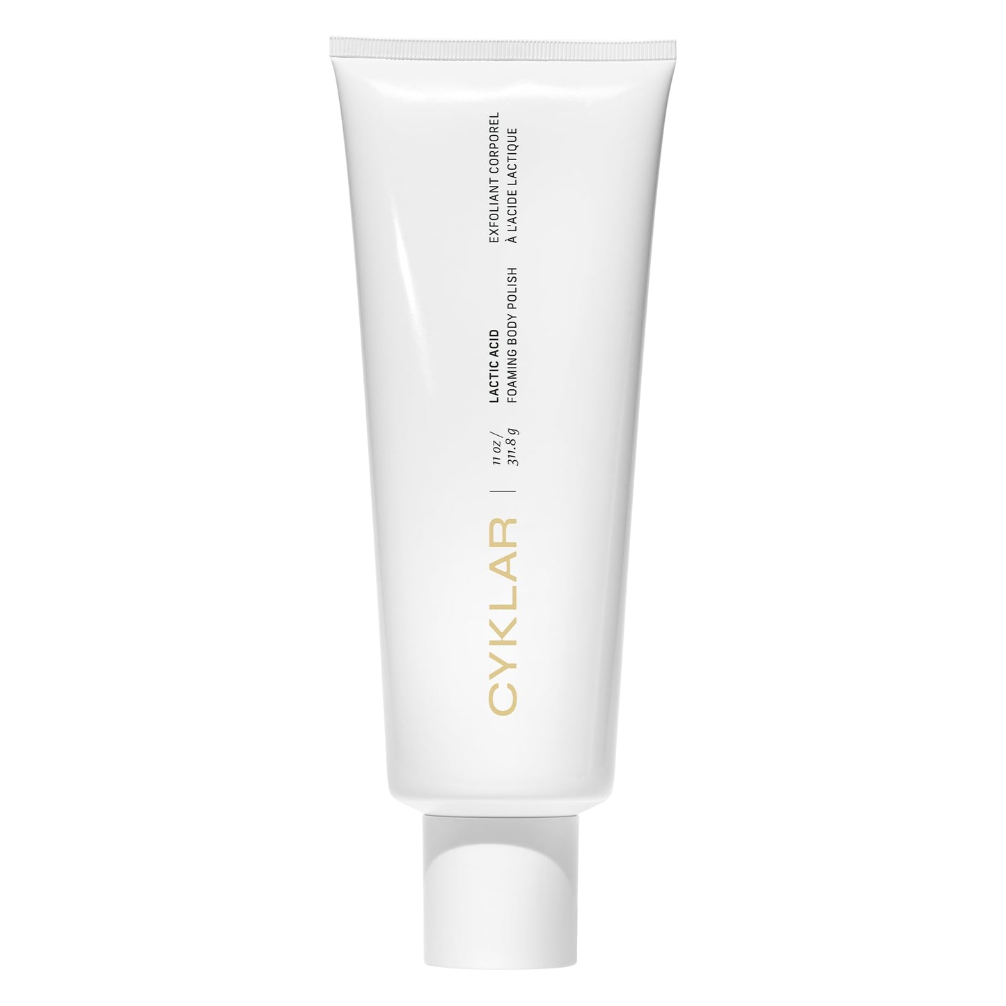 Cyklar Lactic Acid Foaming Body Polish – Exfoliating Body Wash with Chemical & Physical Smoothers – Includes Glycerin Hydration, Mandelic Acid & Volcanic Pumice. Fragrance-Free, 11 fl oz