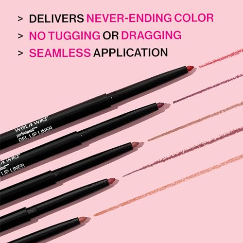 wet n wild Perfect Pout Matte Retractable Gel Lip Liner Pencil, Rich Creamy Long Lasting Color, Well-Defined and Flawless Application, Vegan & Cruelty-Free - Purple Lay Down the Mauves