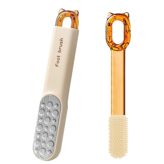 Double-Sided Stainless Steel Foot File, Foot Callus Remover & Foot Scrubber, Professional Pedicure Tool for Dry & Wet Feet, Fast Hard Skin & Dead Skin Remover with Non-Slip Grip, Orange