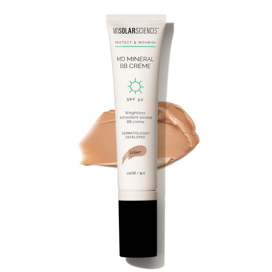 MDSolarSciences Mineral BB Cr me SPF 50 | Hydrating, Sheer Tinted Mineral Sunscreen with Niacinamide, Caffeine & Squalane | Blurring, Anti-Aging, Clean & Reef Safe | Light 1.23 oz