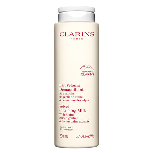 Clarins Velvet Cleansing Milk | Award-Winning | Cleanses, Hydrates and Balances Skin's Microbiota | Dermatologist Tested | Ophthalmologist Tested | Colorant-Free | All Skin Types | 6.7 Ounces