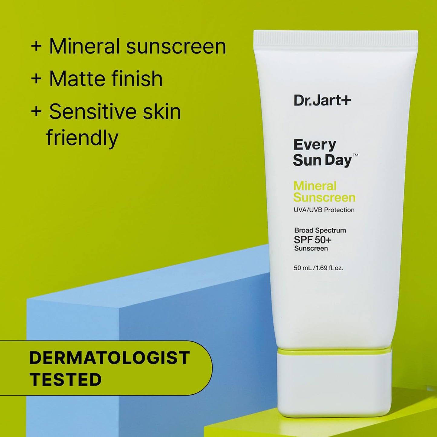 Dr.Jart+ Every Sun Day Mineral Korean Sunscreen SPF 50+ for Face with Zinc Oxide | Korean Skin Care | Travel Size, 1.69 Fl Oz