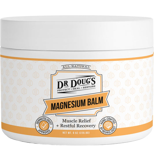 Dr. Doug's Magnesium Balm – Organic Magnesium Lotion (8 oz) for Soothing Muscle & Nerve Relief with Organic Peppermint & Lavender Scent – Apply to Legs, Arms, Chest | Non-Greasy, All-Natural Formula