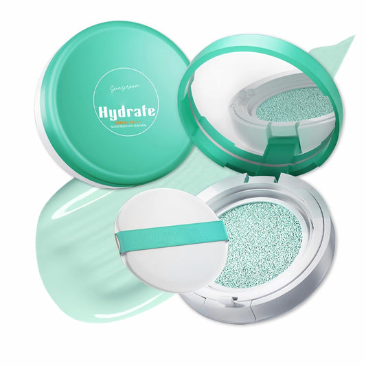 Moisture Sun Cushion, Korean Facial Tinted Sunscreen Primer Isolation Cushion, SPF60, Face Makeup Primer for Oil Control & Concealer Skin Tone Correcting, Lightweight & Long-Lasting Natural Finish