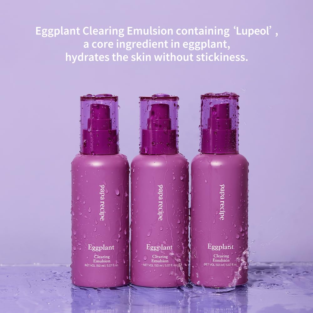 Papa Recipe Eggplant Clearing Emulsion, Moisturizing Face Moisturizer for Dry Skin, Korean Skincare, 150ml 5.07fl oz