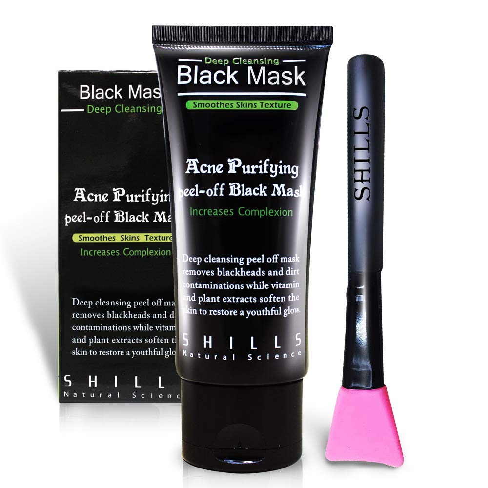 SHILLS Charcoal Face Mask, Peel Off Mask, Charcoal, Deep Cleansing, Purifying, Activated Mask with Brush