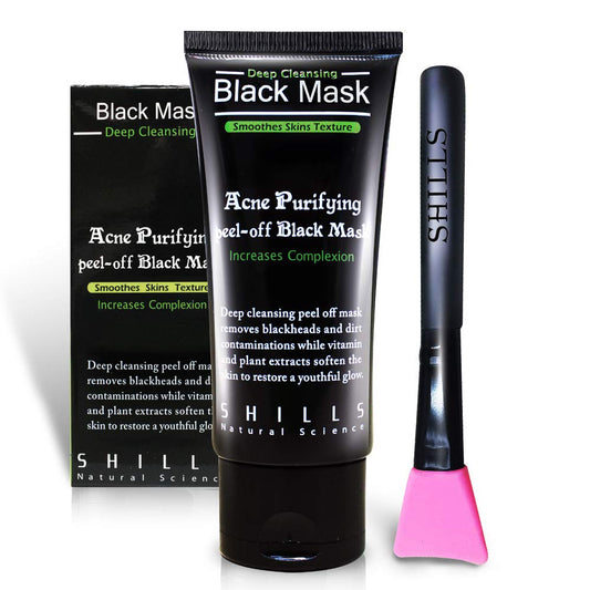SHILLS Charcoal Face Mask, Peel Off Mask, Charcoal, Deep Cleansing, Purifying, Activated Mask with Brush