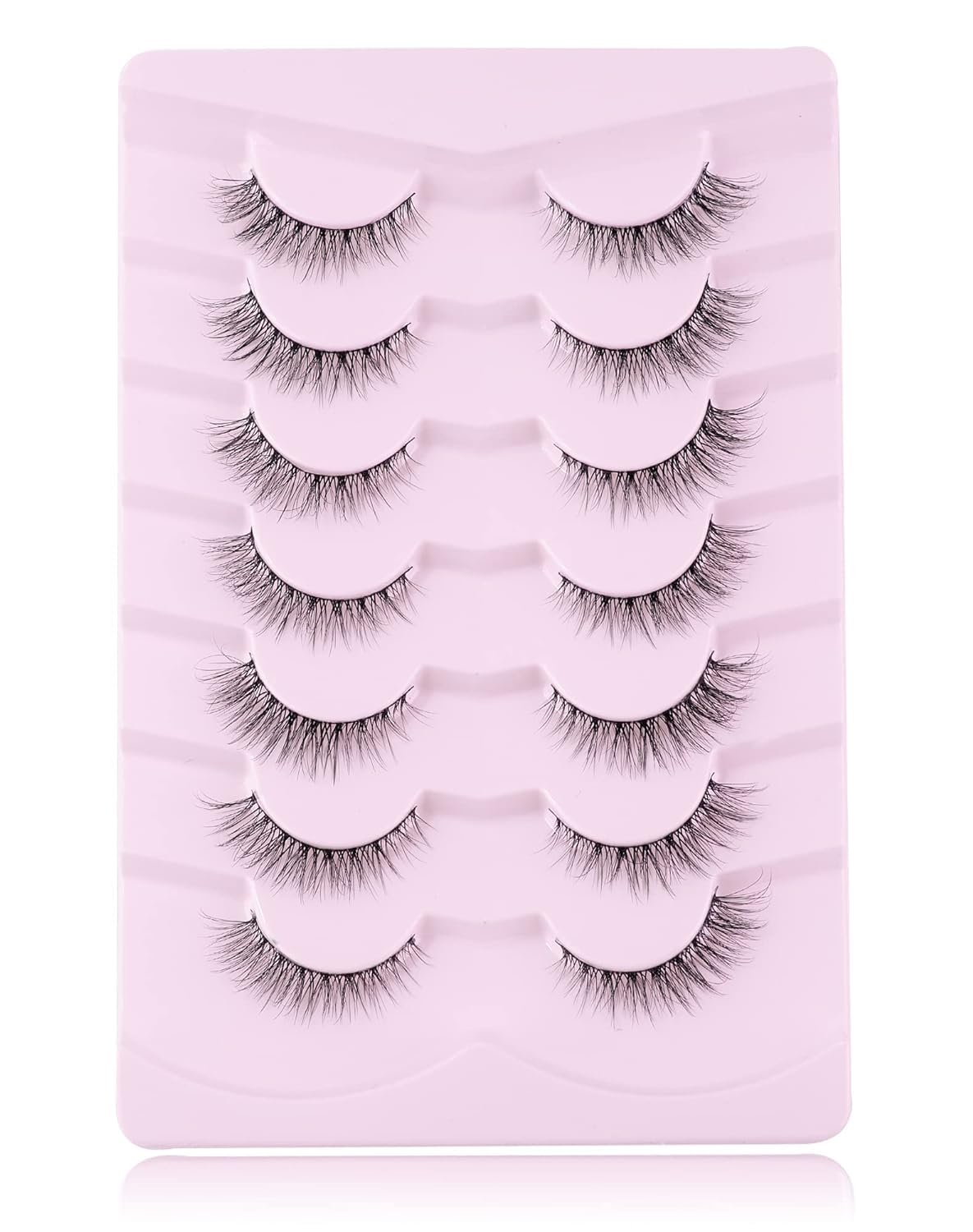 Onlyall Natural Lashes Wispy Lashes Natural Look False Eyelashes Natural Flared Eyelashes False Eye Lashes Soft Fluffy Lashes 7 Pairs D1 Natural (6-13MM)