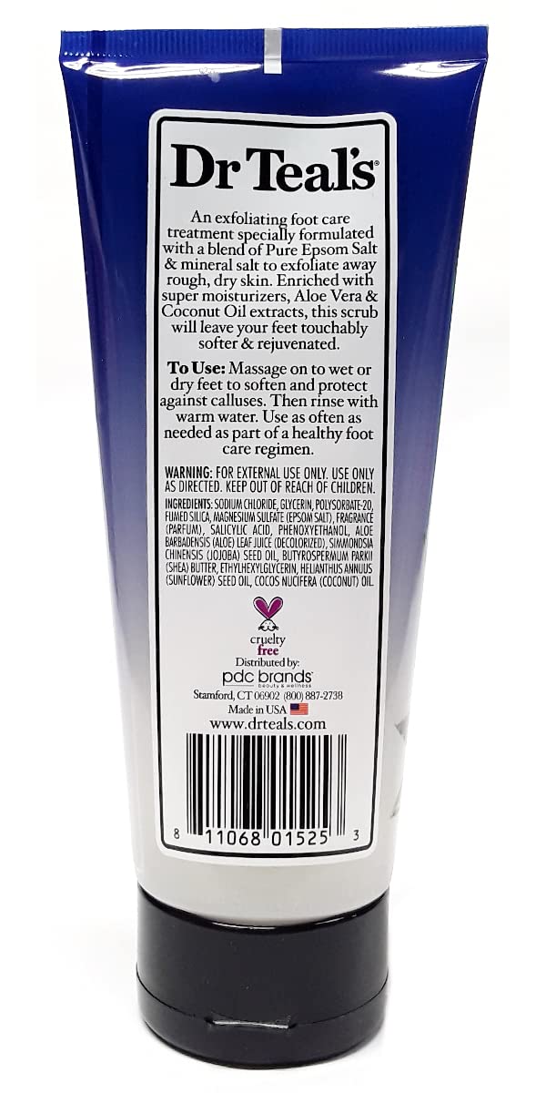 Dr. Teals Softening Remedy Coconut Oil Foot Scrub Gift Set (2 Pack, 6oz ea.) - Essential Coconut Oils & Aloe Vera Replenish and Moisturize Dry, Damaged Skin - Blended with Pure Epsom Salt