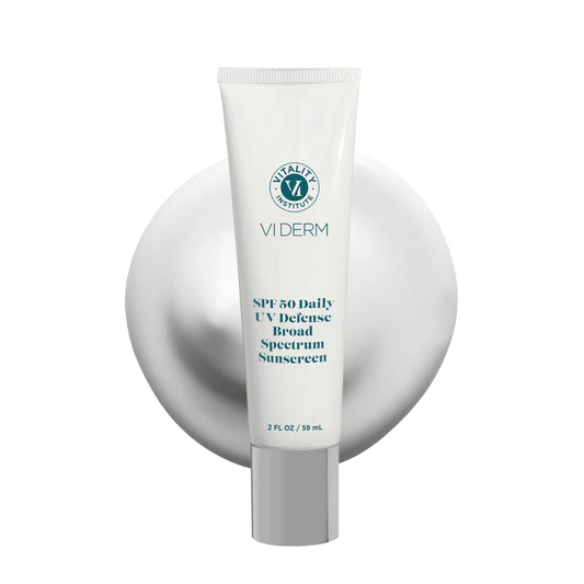 VI Derm SPF 50 Daily UV Defense Sunscreen - Broad Spectrum Sunblock for Face & Body - Lightweight, Oil-Free, Fast-Absorbing Skincare Protector - Clean, Non-Greasy Formula - Fragrance Free, 2 Fl Oz