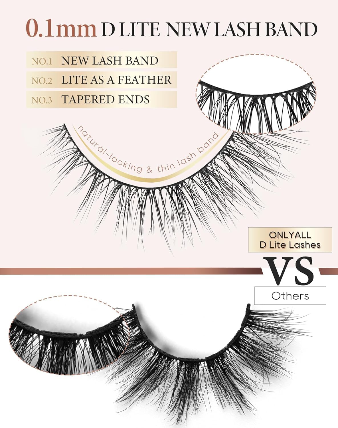 Onlyall Natural Lashes Wispy Lashes Natural Look False Eyelashes Natural Flared Eyelashes False Eye Lashes Soft Fluffy Lashes 7 Pairs D1 Natural (6-13MM)