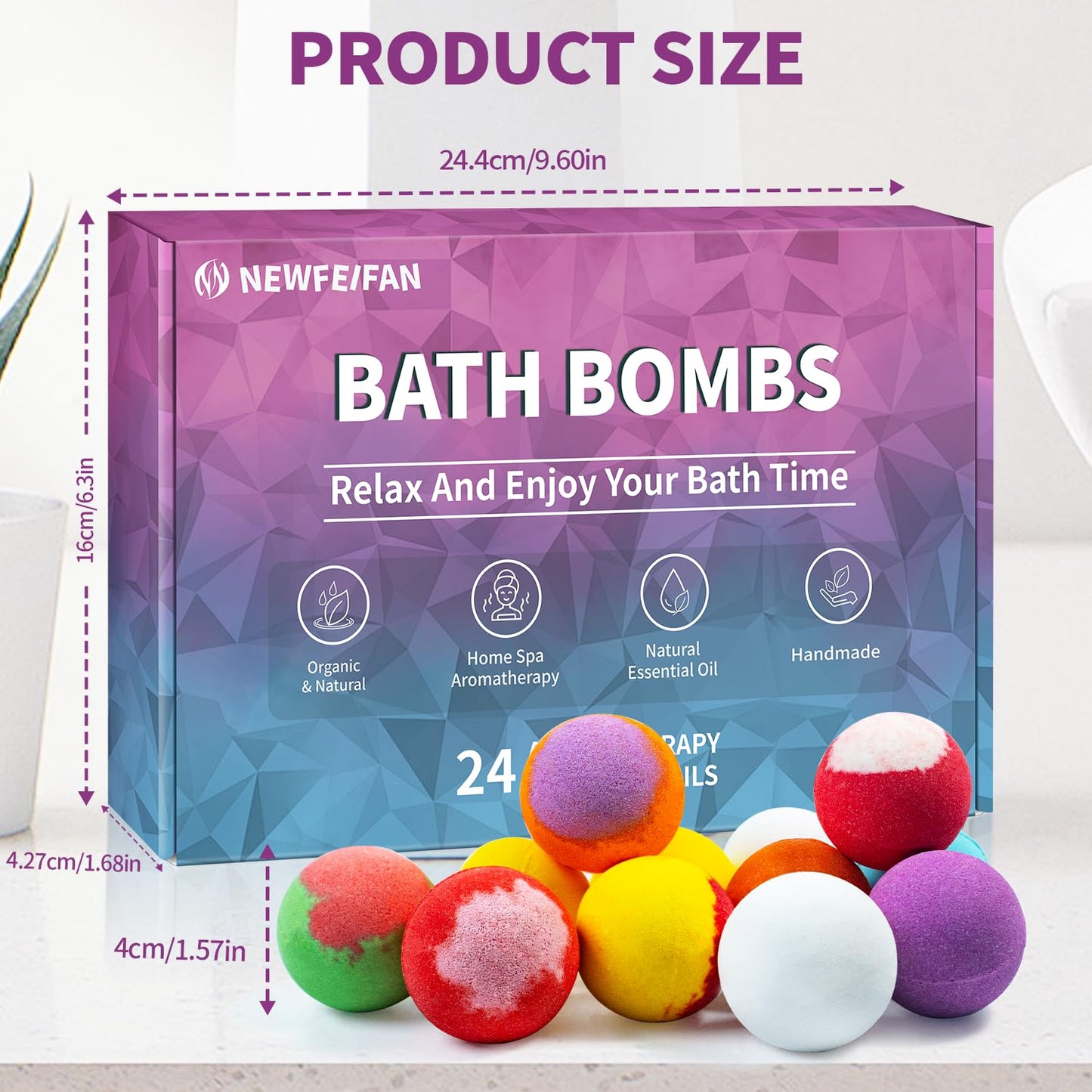 Bath Bombs Christmas Stocking Stuffers for Teen Girls for Women Mom Her Set, 24-Pack Aromatherapy Bubble Bath, Handmade Natural & Organic, Spa Relaxing Birthday Gifts for Men, White Elephant Gifts