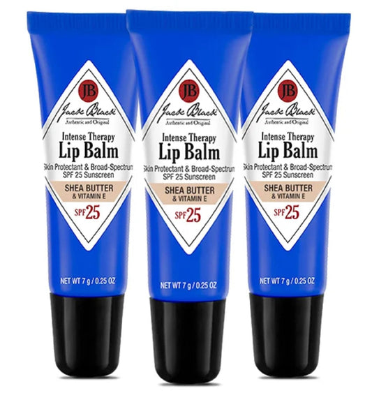Jack Black Intense Therapy Lip Balm, 0.25-Oz., Pack of 3 – Shea Butter & Vitamin E, SPF 25 Sun Protection, Lip Moisturizer, Hydrating Lip Balm with SPF,