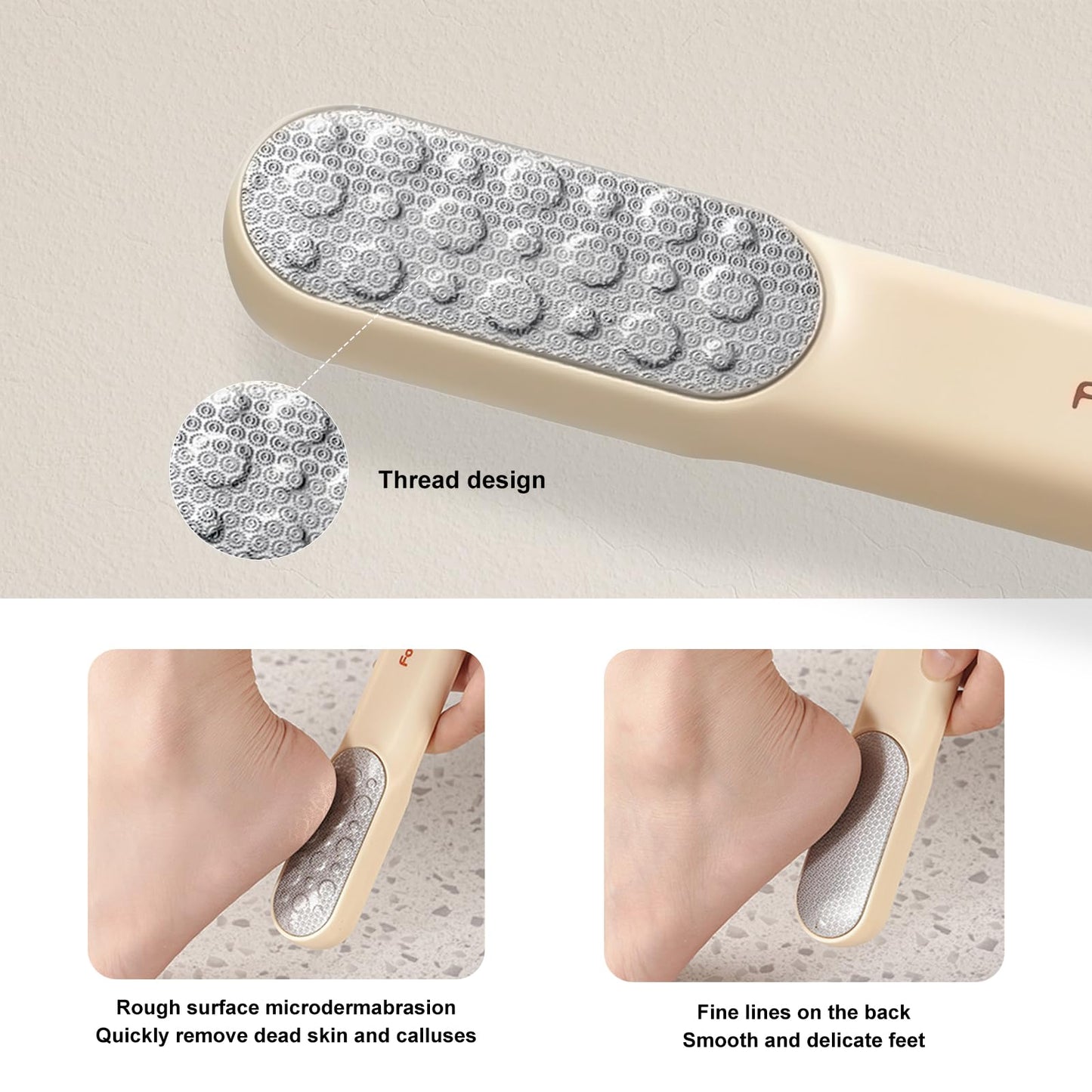 Double-Sided Stainless Steel Foot File, Foot Callus Remover & Foot Scrubber, Professional Pedicure Tool for Dry & Wet Feet, Fast Hard Skin & Dead Skin Remover with Non-Slip Grip, Orange