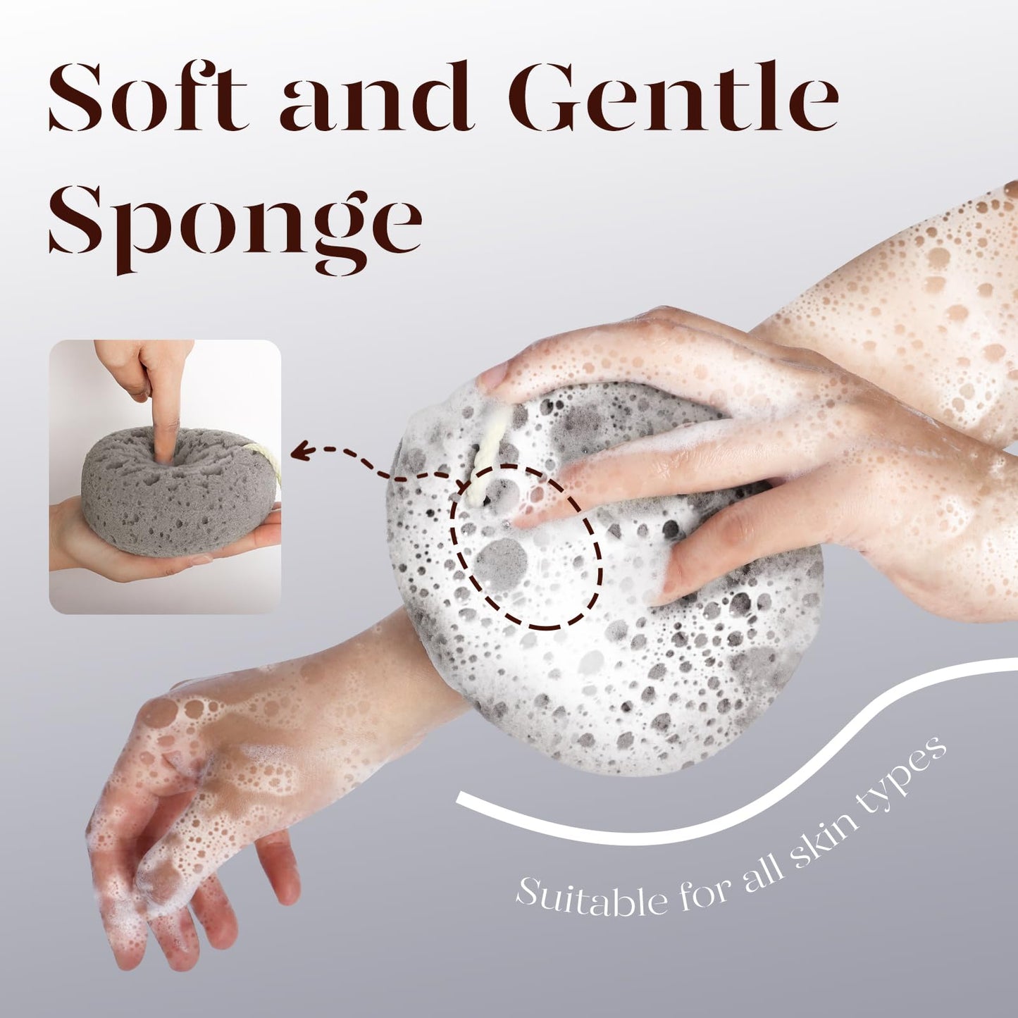 BAIMEI Bath Sponge, Sponge Loofah Body Scrubber, Shower Pouf Cleaning Loofahs Sponge, Shower Use Sponge (Pink Grey)