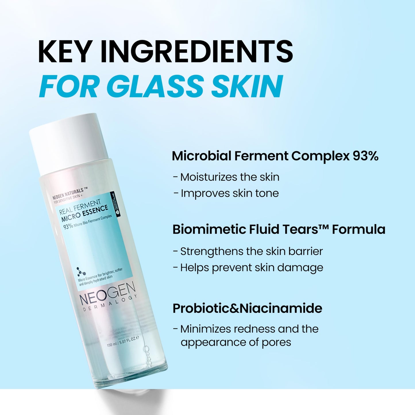 Neogen DERMALOGY Real Ferment Micro Essence 150ml - Korean Skin Care Toner & Essence Enriched with 93% Ferments for Instantly Hydrated, Healthy Looking Skin 5.07 Fl Oz