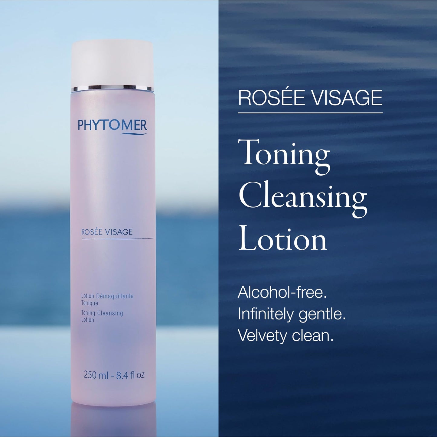 PHYTOMER Rosee Visage Toning Cleansing Lotion | All in One Cleanser, Makeup Remover & Toner for Face | Alcohol-Free | Safe, Natural Ingredients | 8.4 Fl Oz