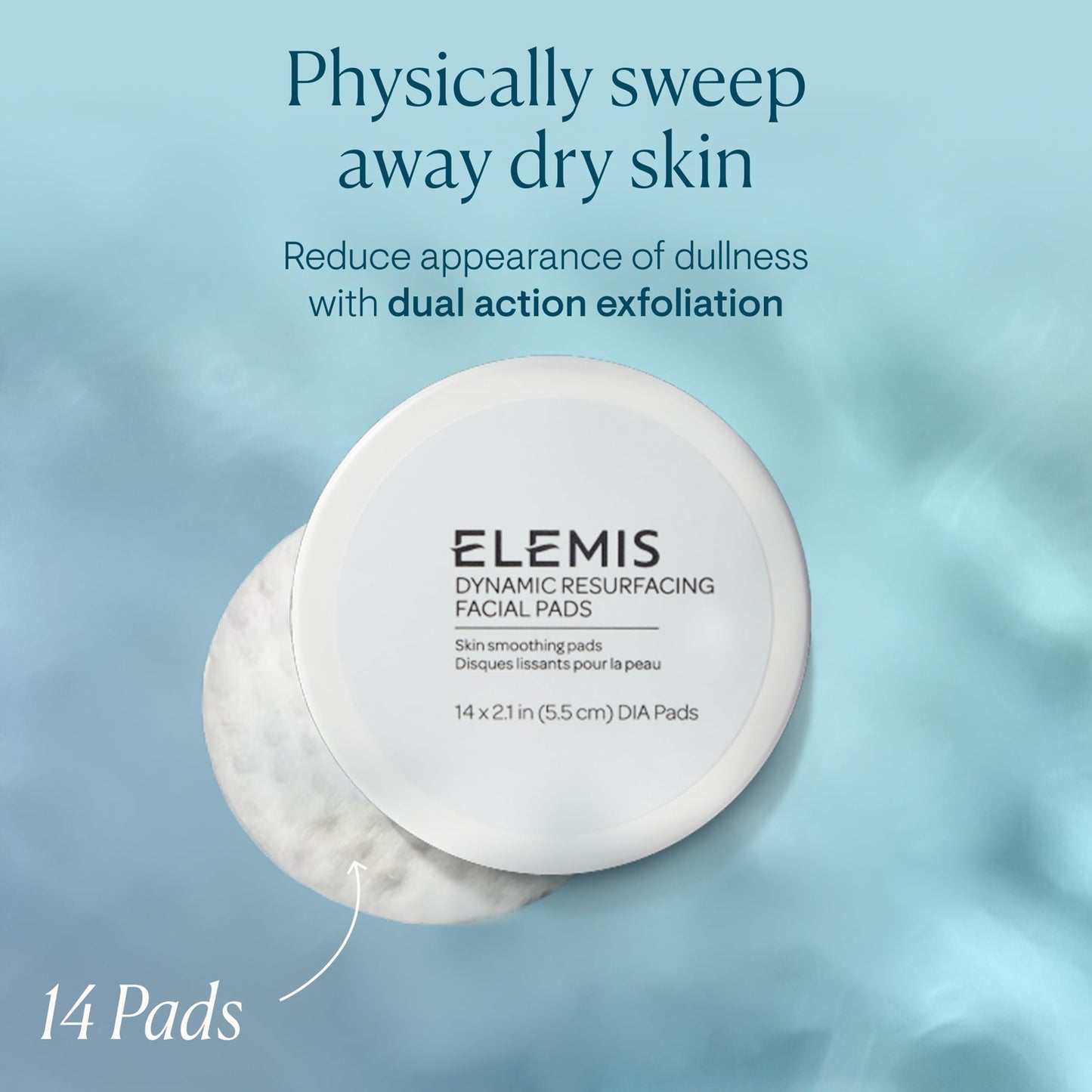 ELEMIS Dynamic Resurfacing Facial Pads 14pk, Trial Size Textured Exfoliating Pads for Radiant Complexion
