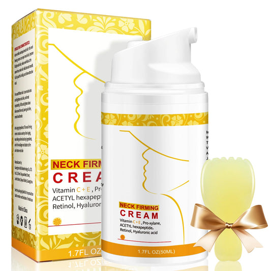Neck Creams for Tightening and Firming, Gua Sha Neck Cream with Collagen, Retinol & Hyaluronic Acid, Anti-Aging Moisturizer Cream for Tightening on Neck & Décolleté Lifting, Wrinkle & Hydrating