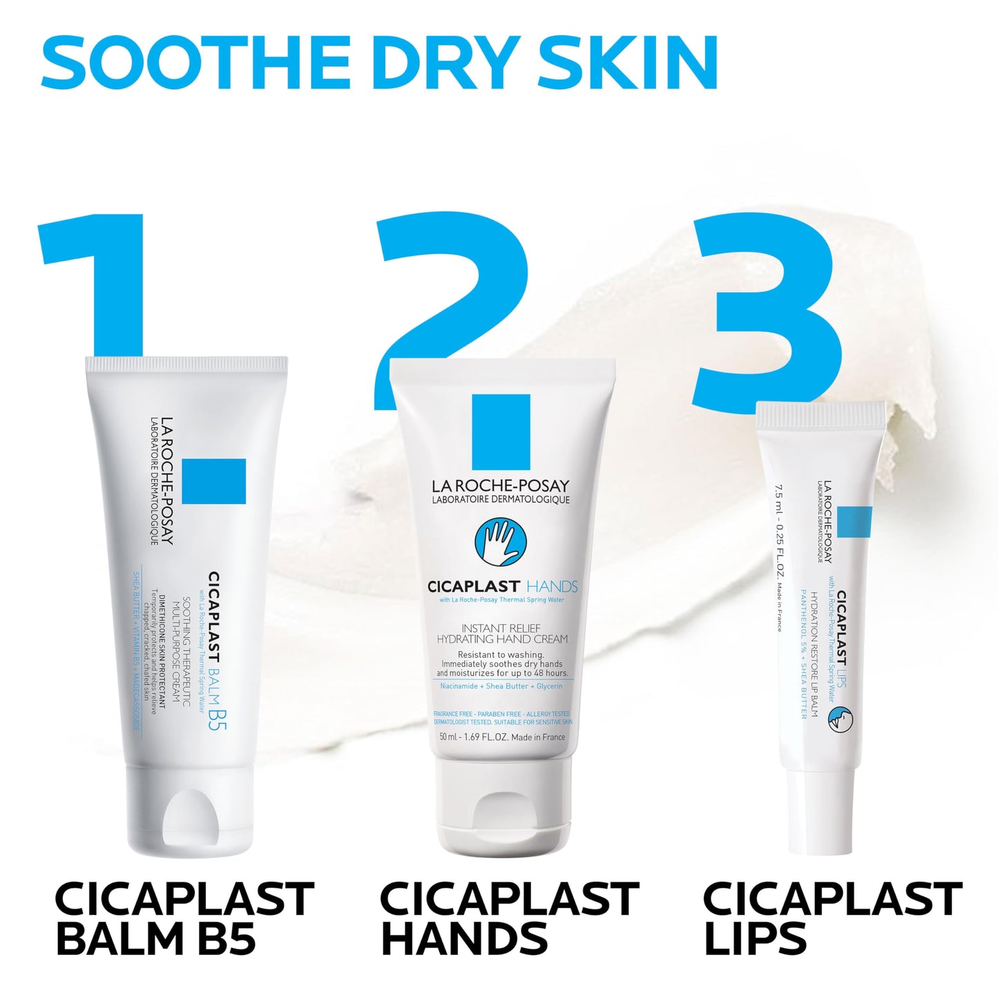 La Roche-Posay Cicaplast Lip Balm B5, Hydrating Balm with Shea Butter, Lip Treatment for Dry Cracked Lips, Moisturizing and Repairing Balm, Fragrance Free