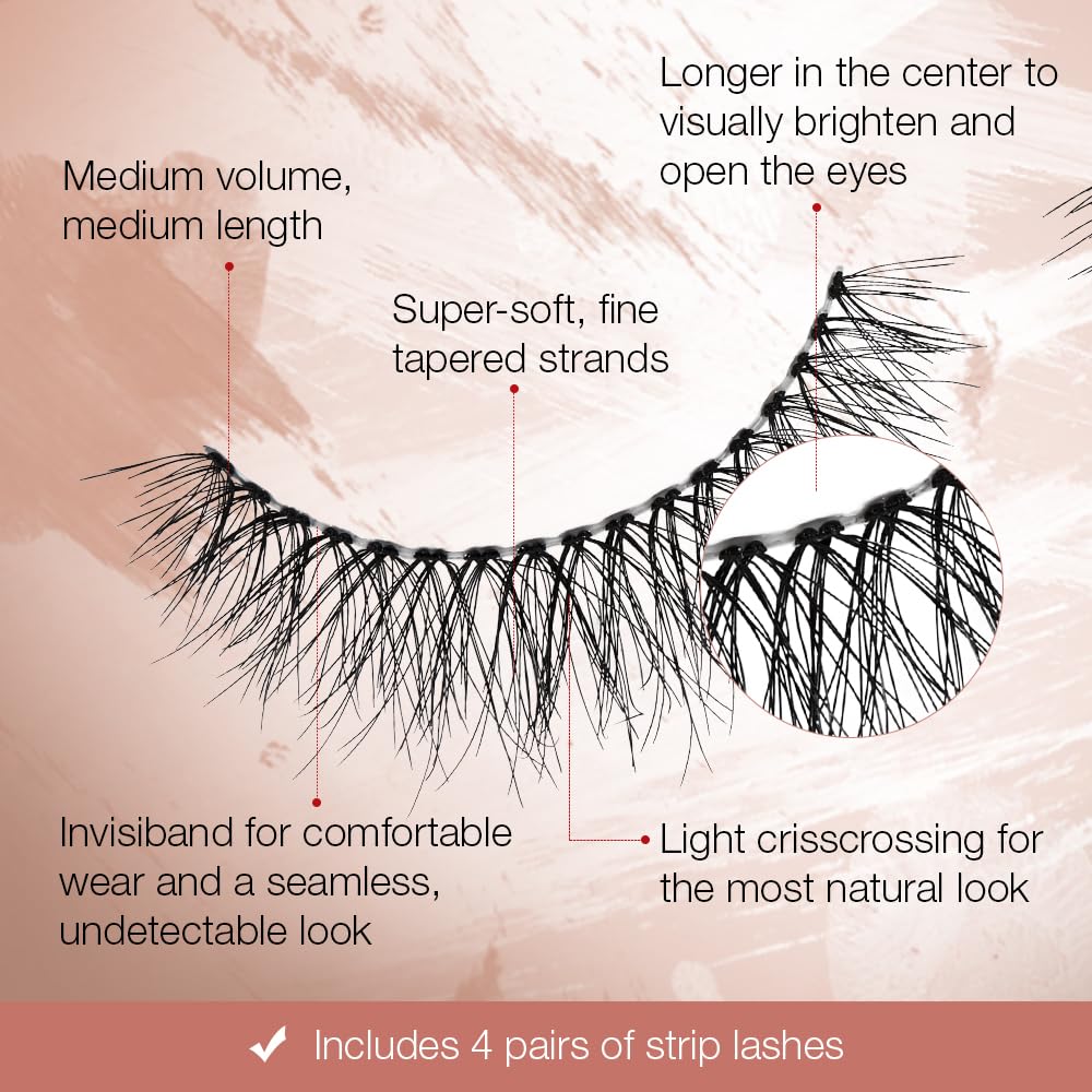 Ardell Naked Strip Lashes 421 – Natural-Looking, Long-Lasting False Eyelashes with Invisiband for Seamless Blend, 4 Pairs, 1-Pack