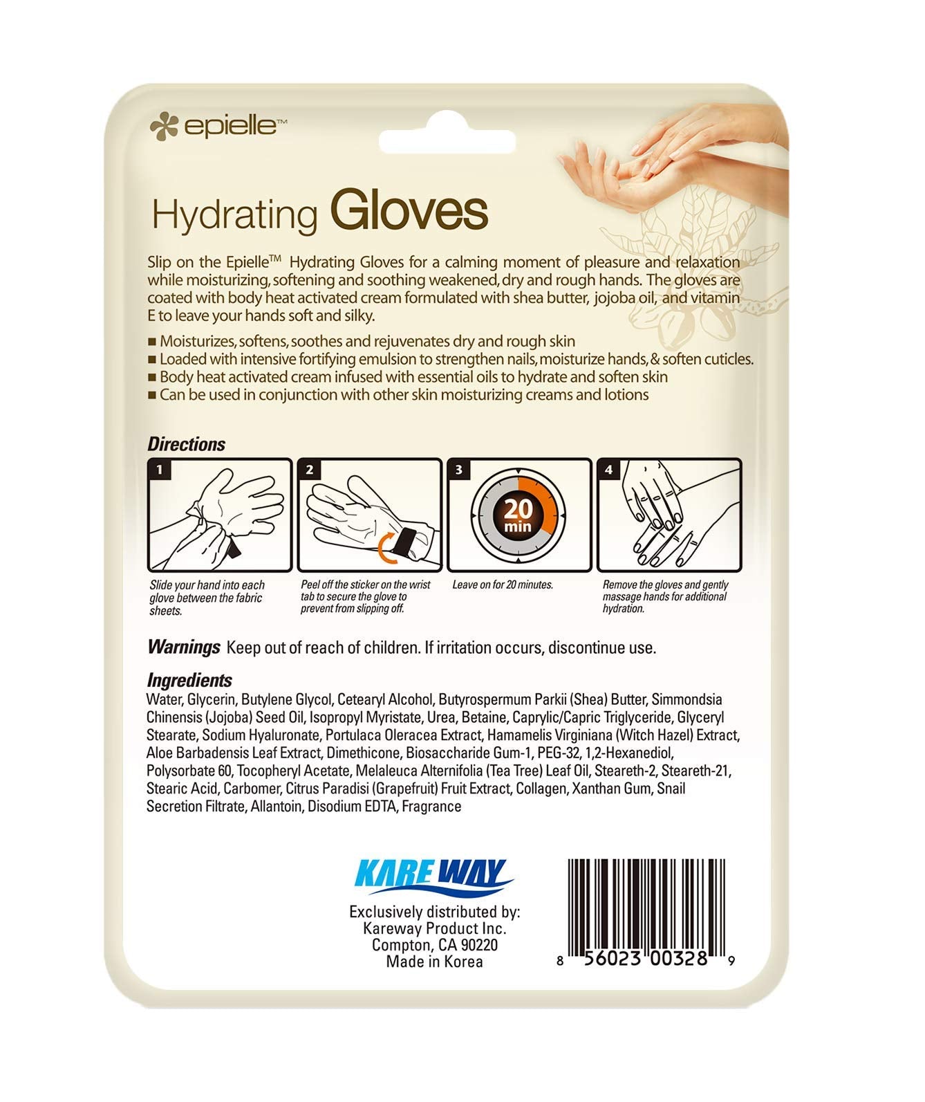 Epielle Hydrating Hand Masks 6 Pairs, Deep Moisturizing Gloves for Dry, Cracked Hands, Relieve and Soften with Shea Butter & Jojoba Oil, Korean Skin Care, Spa Set, Self Care Gifts for Women