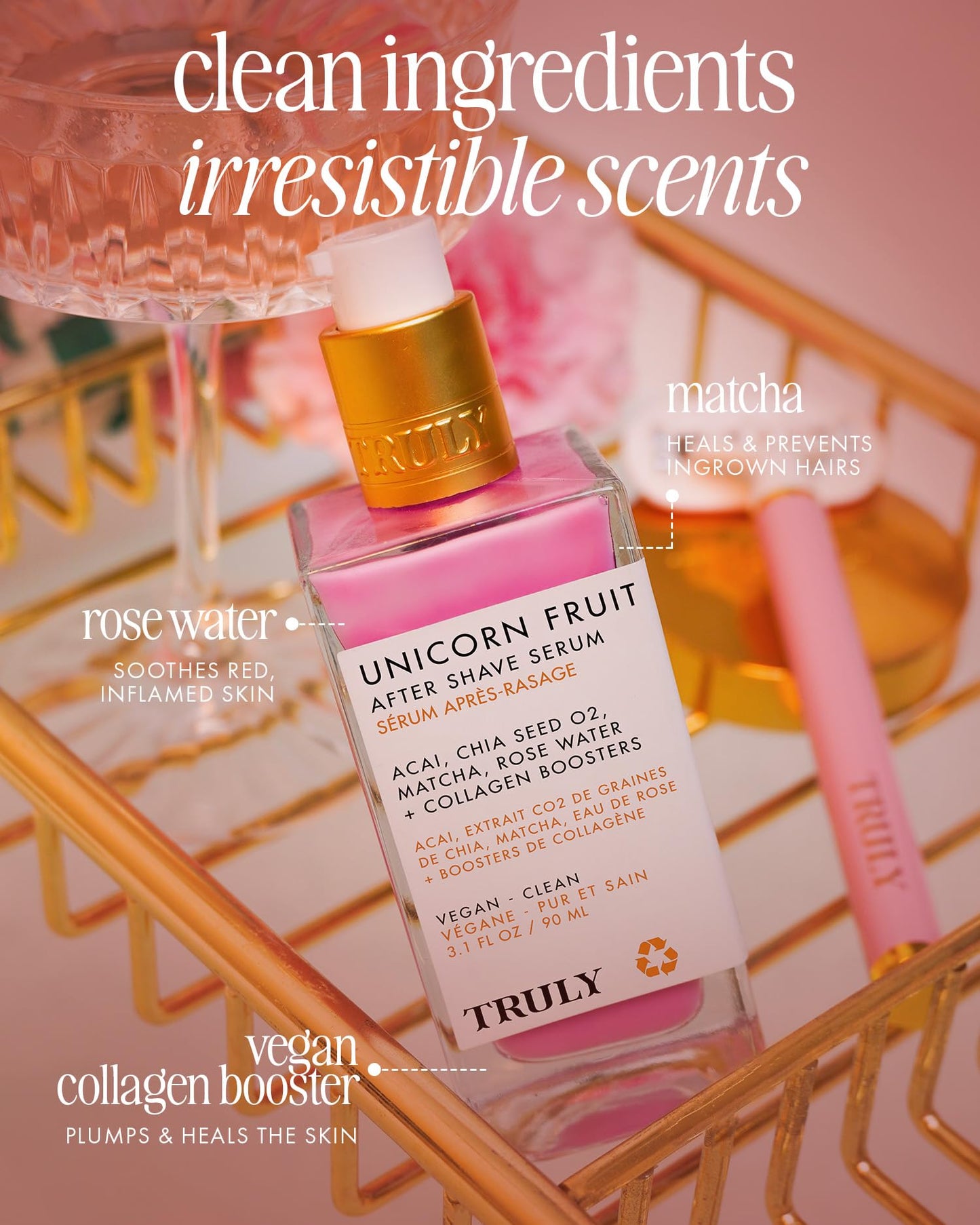 Truly Beauty Unicorn Fruit After Shave Serum | Rejuvenating Ingrown Hair Treatment & Redness Relief | Acai, Matcha & Rose Water | Hydrates, Soothes, & Smooths Skin | Cotton Candy Scent (3.1 fl oz)