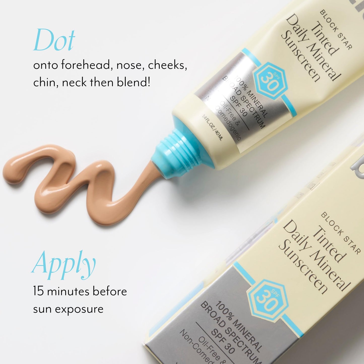 Bliss Block Star SPF 30 Daily Tinted Mineral Sunscreen with Zinc Oxide - All Skin Tones - 100% Mineral Broad Spectrum Sunscreen with Titanium Dioxide & Antioxidant Blend- 1.4 fl oz.