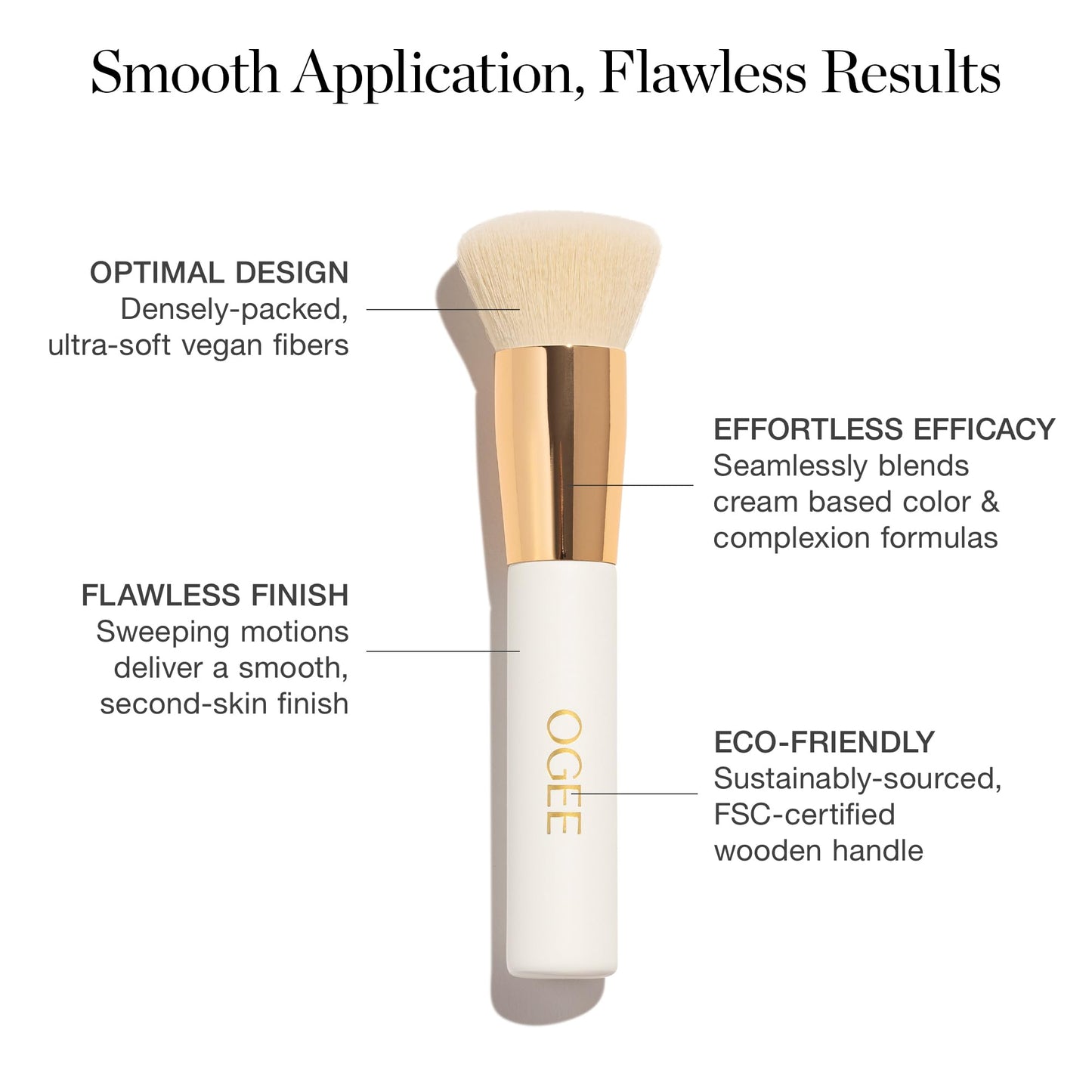 Ogee Blender Brush - Professional Quality Makeup Brush - Ultra-Soft Foundation Brush with Vegan Bristles for Flawless Makeup Application