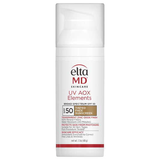 EltaMD UV AOX Elements Tinted Mineral Face Sunscreen Lotion, Tinted Moisturizer for Face SPF 50 with Antioxidants, For Dry Sensitive Skin 1.7 oz Pump
