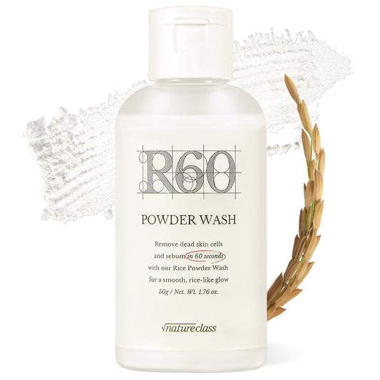 NATURECLASS R60 Rice Enzyme Powder Face Wash Cleanser – Exfoliating, Deep Cleansing, Removes Pore Impurities for Soft Radiant Skin, Korean Skincare1.76oz