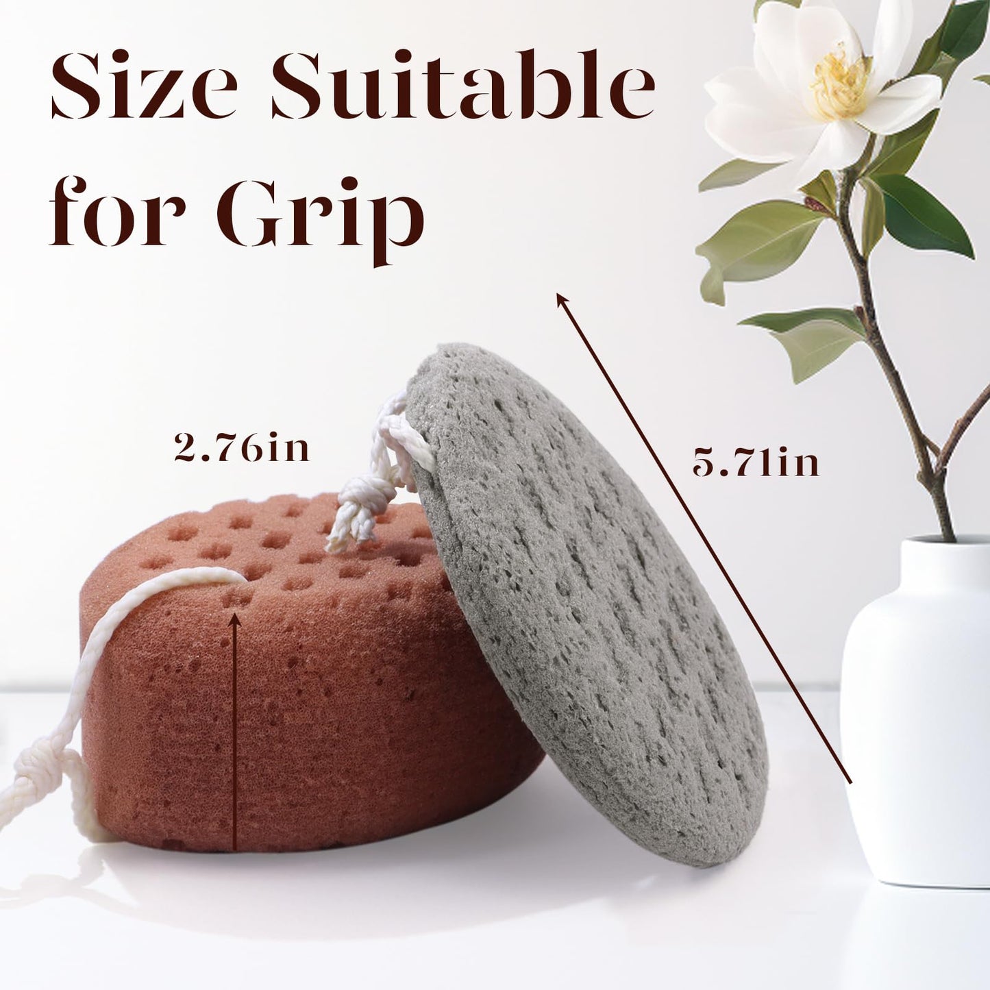 BAIMEI Bath Sponge, Sponge Loofah Body Scrubber, Shower Pouf Cleaning Loofahs Sponge, Shower Use Sponge (Pink Grey)