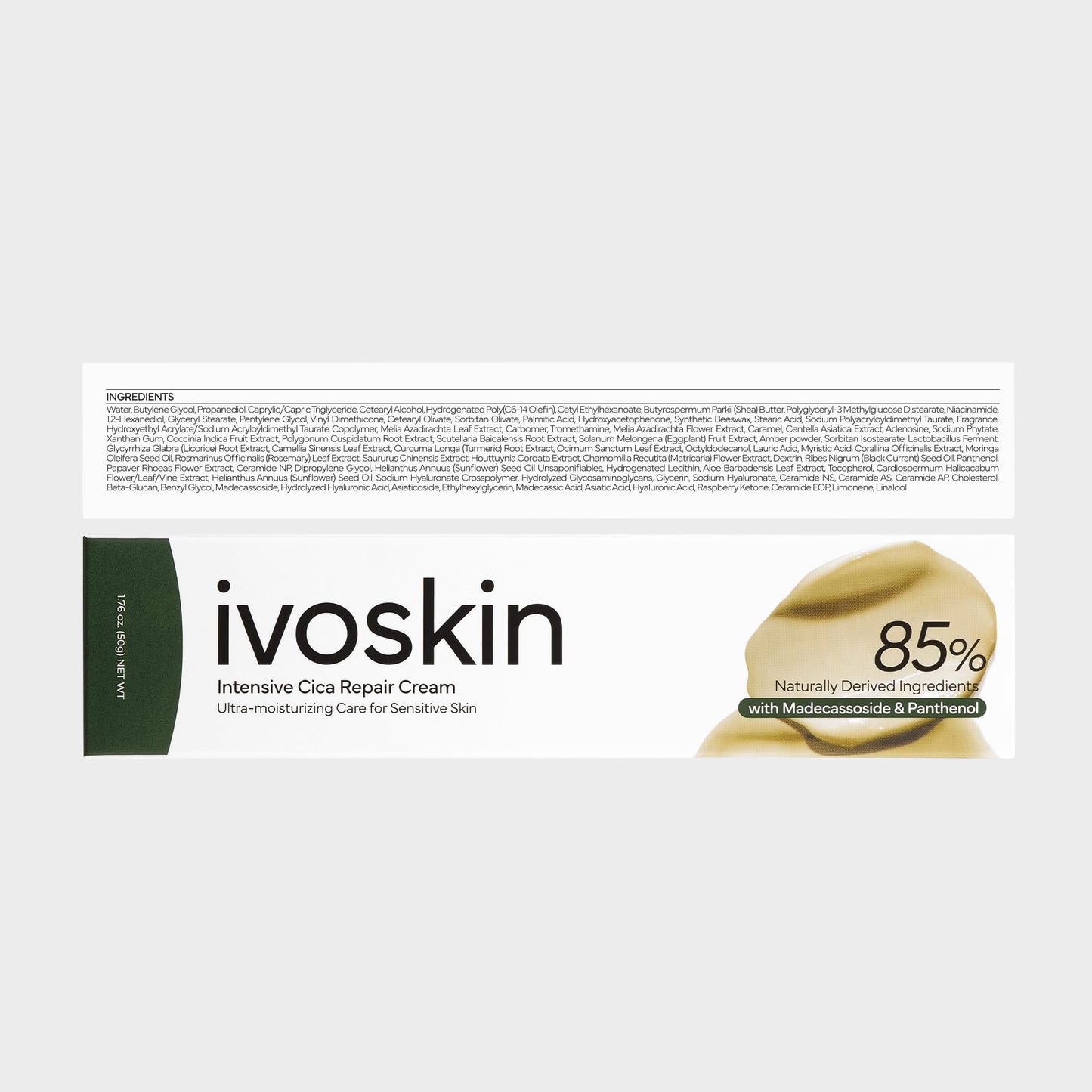 IVOSKIN Intensive Cica Repair Cream, Korean Dexpanthenol cream, Ultra-Soothing & Hydrating Care Cream for Sensitive Skin with Madecassoside (1.76oz / 50g)