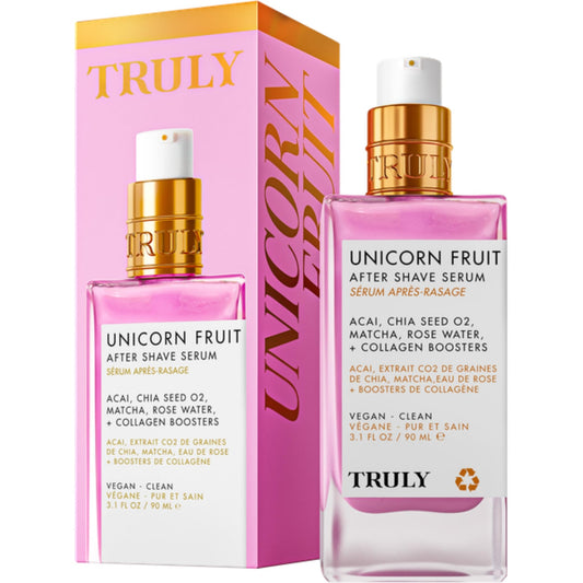 Truly Beauty Unicorn Fruit After Shave Serum | Rejuvenating Ingrown Hair Treatment & Redness Relief | Acai, Matcha & Rose Water | Hydrates, Soothes, & Smooths Skin | Cotton Candy Scent (3.1 fl oz)