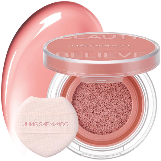 JUNGSAEMMOOL Artist Cushion Blush (Coral Halo) | Easy to Blend, Lightweight, Hydrating Korean Makeup Cushion Blush for Dewy & Glowing Cheeks