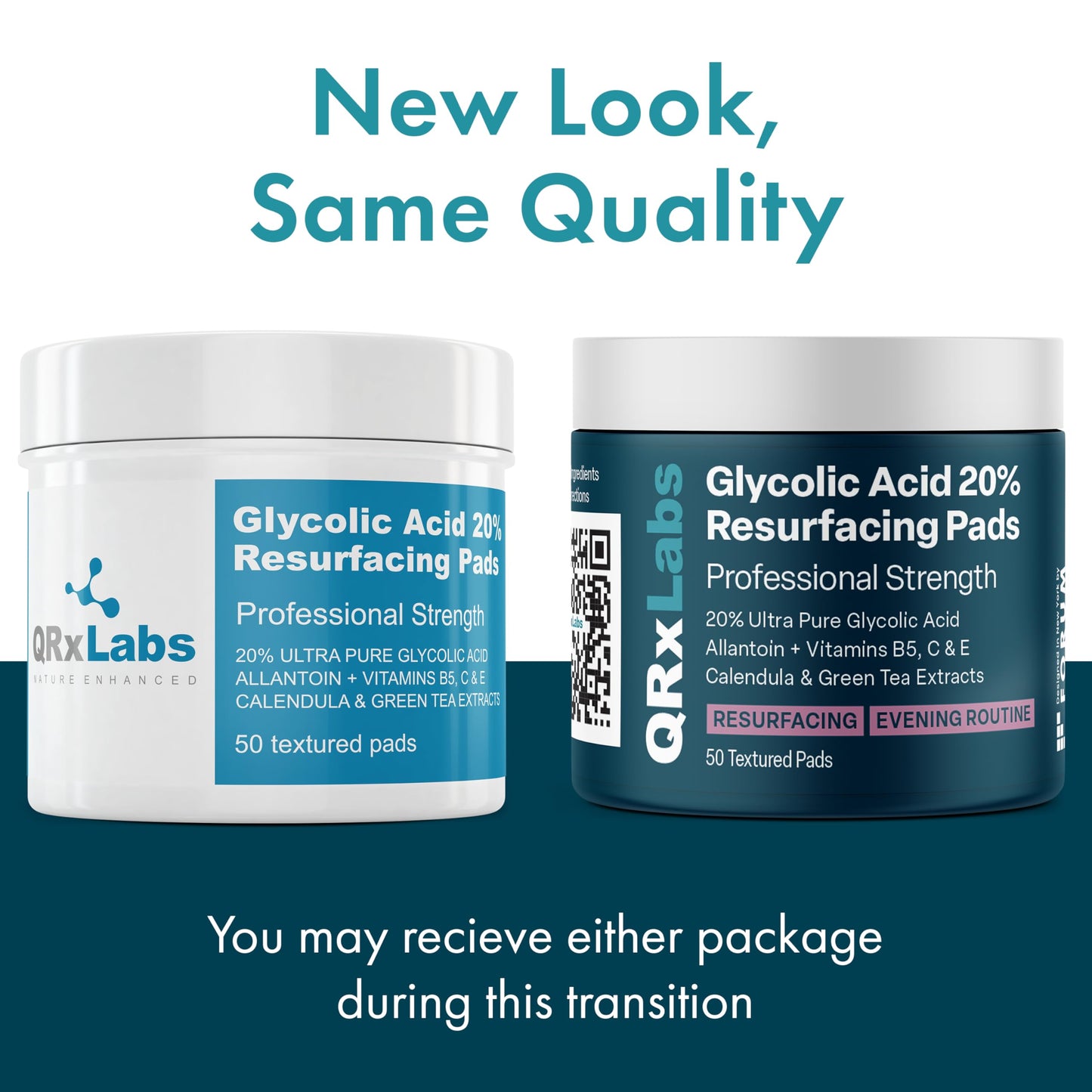 Glycolic Acid 20% Resurfacing Pads for Face & Body with Vitamins B5, C & E, Green Tea, Calendula, Allantoin - Exfoliates Surface Skin and Reduces Appearance of Fine Lines and Wrinkles - 2PK