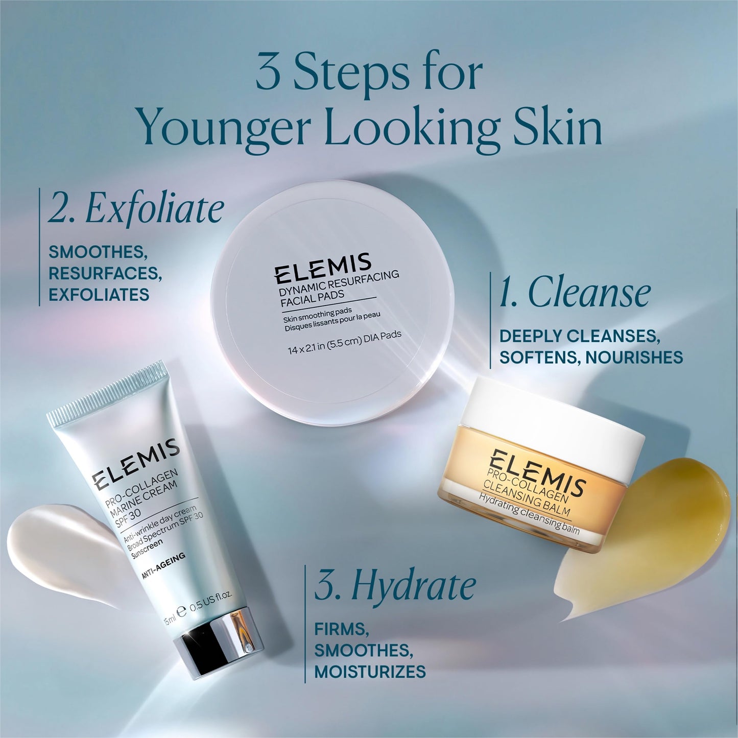 ELEMIS Dynamic Resurfacing Facial Pads 14pk, Trial Size Textured Exfoliating Pads for Radiant Complexion