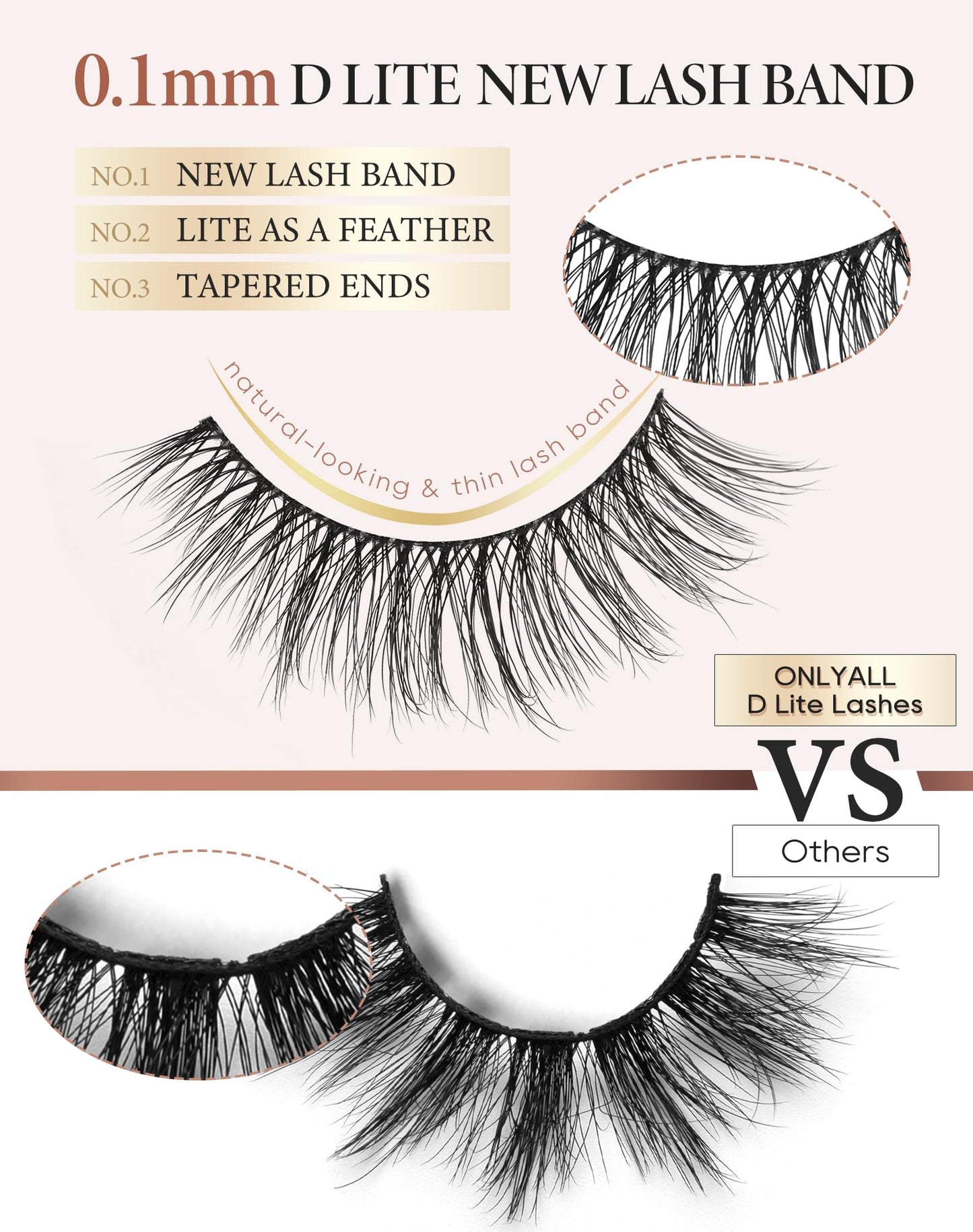 Onlyall Natural Lashes Wispy Lashes Natural Look False Eyelashes Natural Flared Eyelashes False Eye Lashes Soft Fluffy Lashes 7 Pairs D-K06, Black