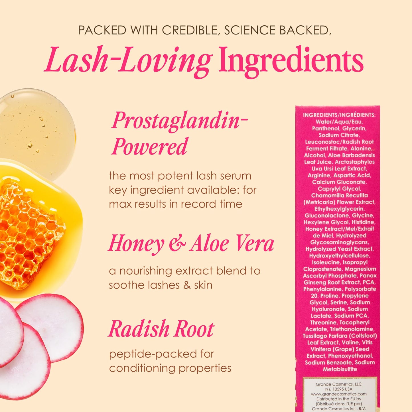 Grande Cosmetics GrandeLASH-MD Lash Enhancing Serum - Peptide & Vitamin Infused Formula for Longer, Thicker, Fuller Looking Lashes - Ophthalmologist Tested, Cruelty-Free, 6 Week Supply (1mL)
