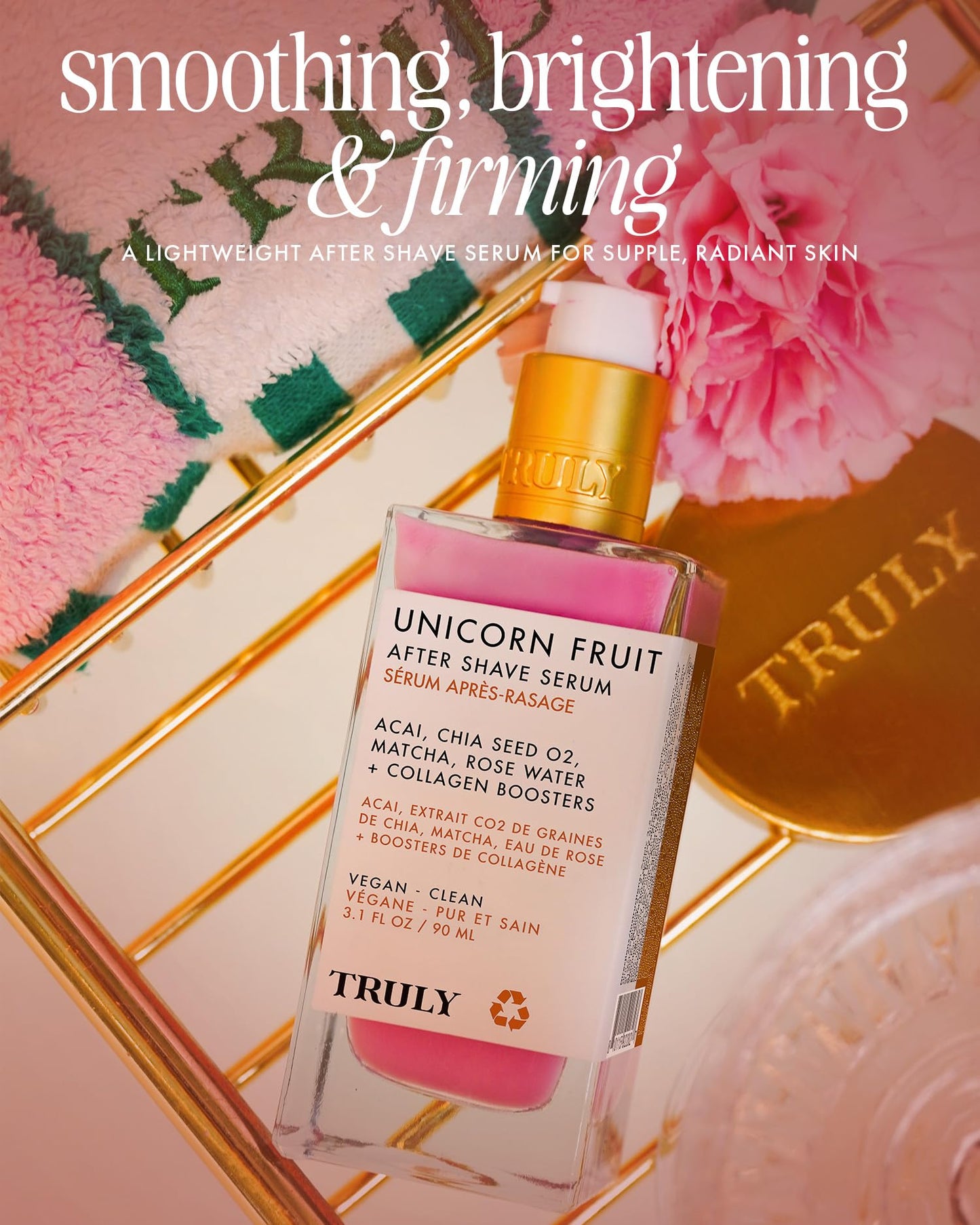 Truly Beauty Unicorn Fruit After Shave Serum | Rejuvenating Ingrown Hair Treatment & Redness Relief | Acai, Matcha & Rose Water | Hydrates, Soothes, & Smooths Skin | Cotton Candy Scent (3.1 fl oz)