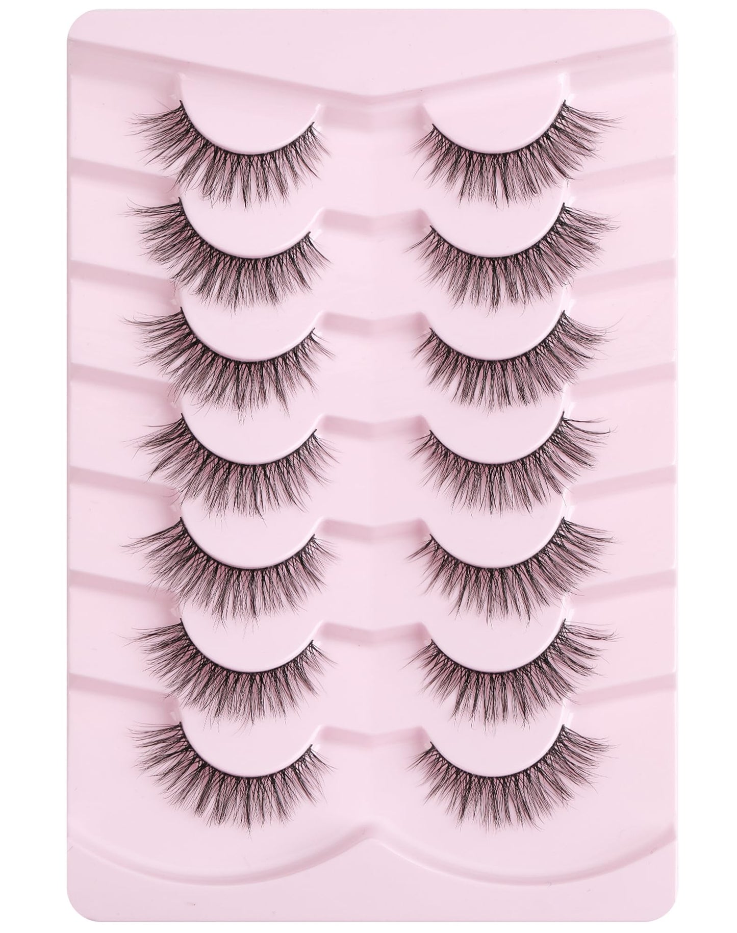 Onlyall Natural Lashes Wispy Lashes Natural Look False Eyelashes Natural Flared Eyelashes False Eye Lashes Soft Fluffy Lashes 7 Pairs D-K06, Black