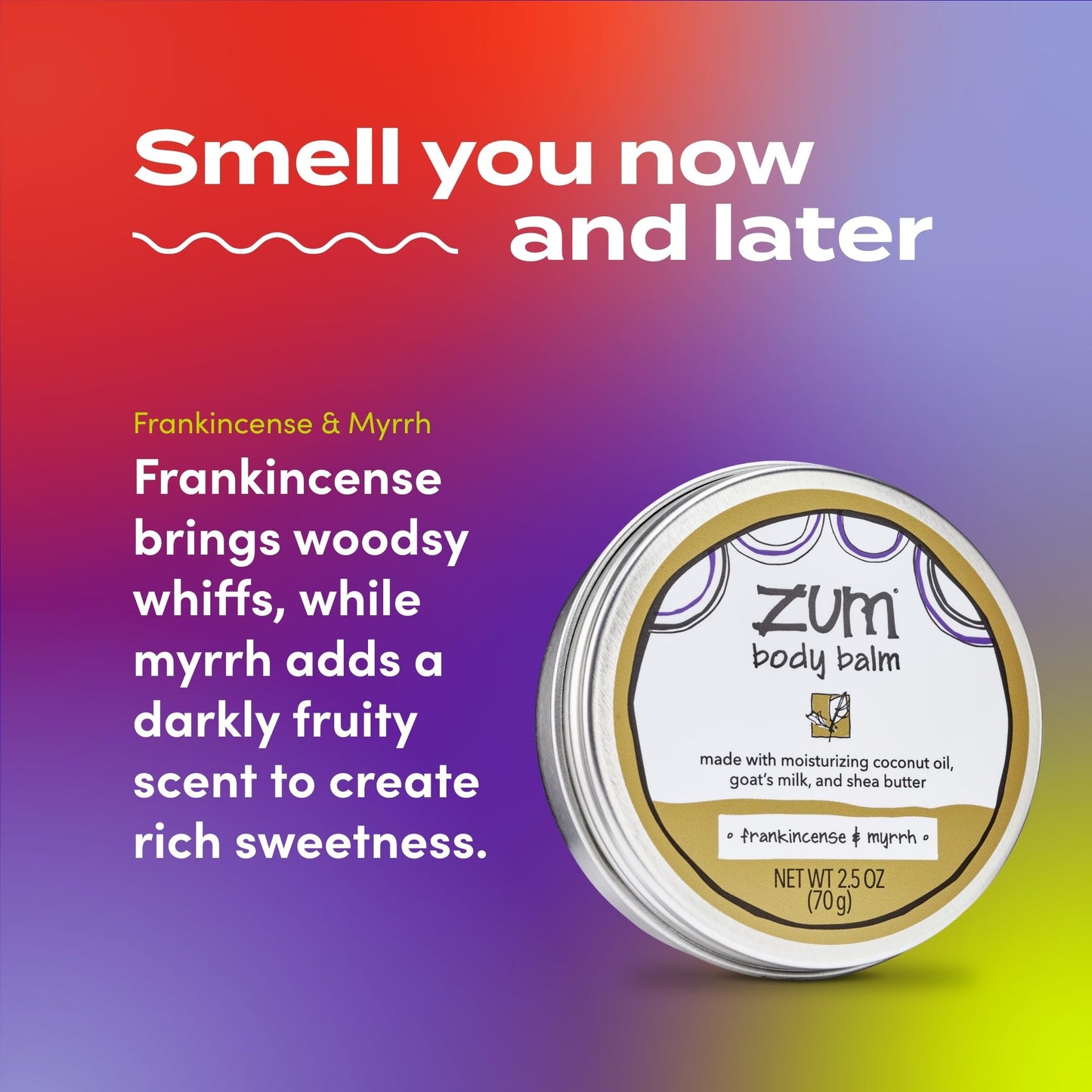 Zum Indigo Wild Body Balm - Body Moisturizer for Women & Men - Includes Goat's Milk, Shea Butter & More - Natural Skin Moisturizer - Frankincense & Myrrh - 2.5 oz