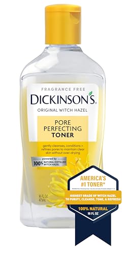 Dickinson's Original Witch Hazel Pore Perfecting Toner | 100% Natural Distilled Witch Hazel | America's #1 Toner | Refines Pores | Removes Impurities & Oil | 16 Fl Oz