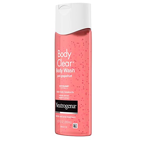 Neutrogena Body Clear Acne Treatment Body Wash with Salicylic Acid Acne Medicine, Pink Grapefruit Body Acne Cleanser to Prevent Breakouts on Back, Chest & Shoulders, 8.5 fl. oz, 3 Pack