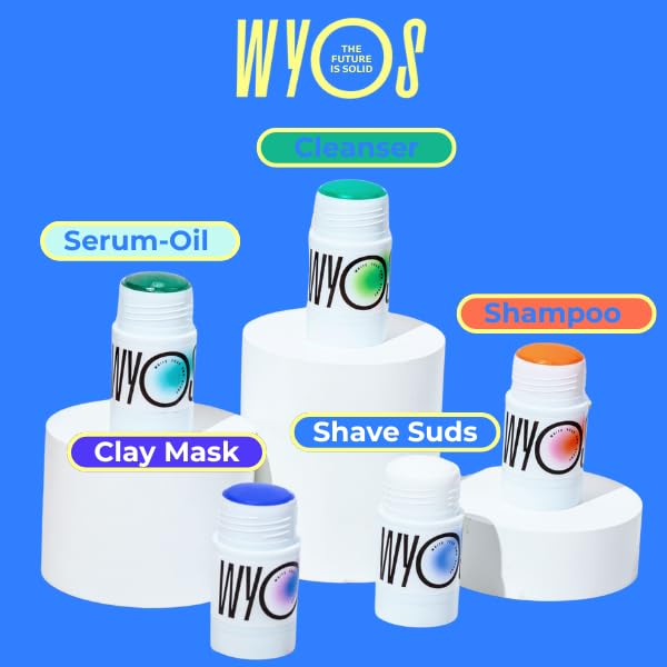 WYOS Face Cleanser Stick, Travel Friendly Leak Free, Vegan, Cruelty Free, Sulfate Free, Paraben Free, Gentle Sensitive Skin Makeup Remover Hydrating Glycerin Enriched Facial Wash for Women and Men