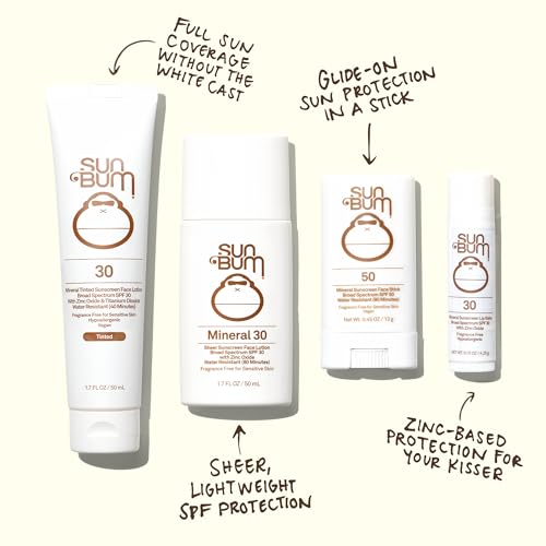 Sun Bum Mineral SPF 50 Face Stick Sunscreen - Water-Resistant Broad Spectrum Sunscreen with Vitamin E - Hawaii 104 Act Compliant (Made without Octinoxate & Oxybenzone) - Travel Size 0.45 oz